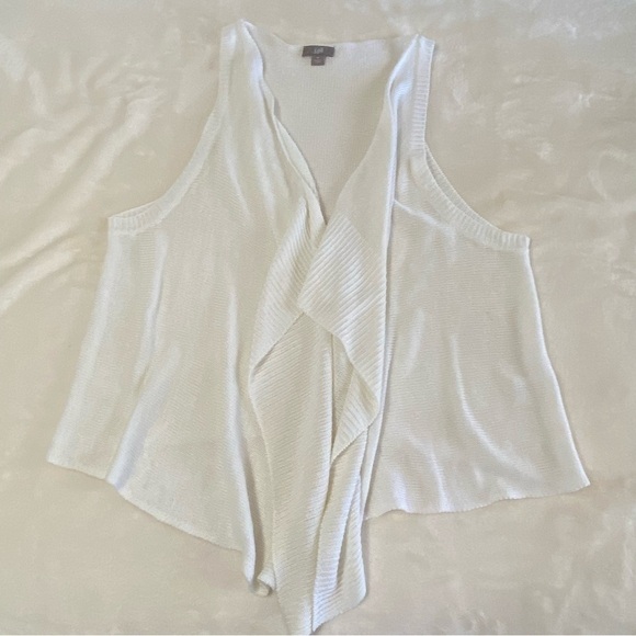 J. JILL / Linen Blend Knit Sleeveless Waterfall Cardigan Size M - Picture 5 of 9